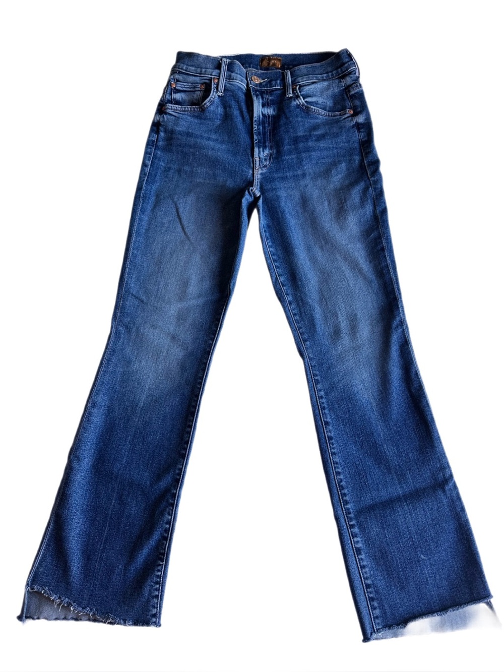 MOTHER The Insider Crop Step Fray Medium Blue Wash Women’s Size 27